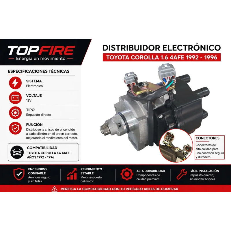 Distribuidor Toyota Corolla 1.6 4afe Electronico Top Fire