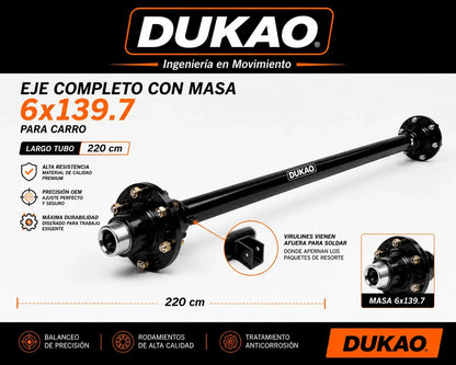 Eje Sin Freno 2700kg 6x139.7 Carro Arrastre Dukao