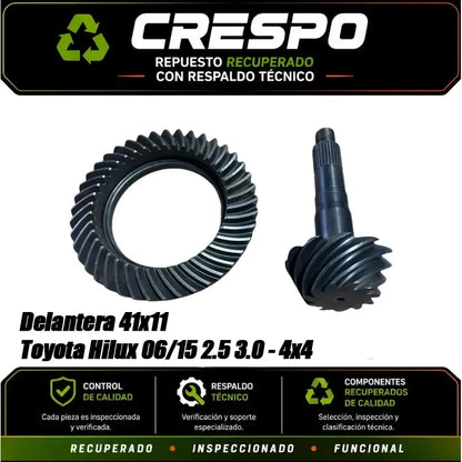 Corona Piñon Toyota Delantera 41x11 Hilux 2006-2015 Crespo