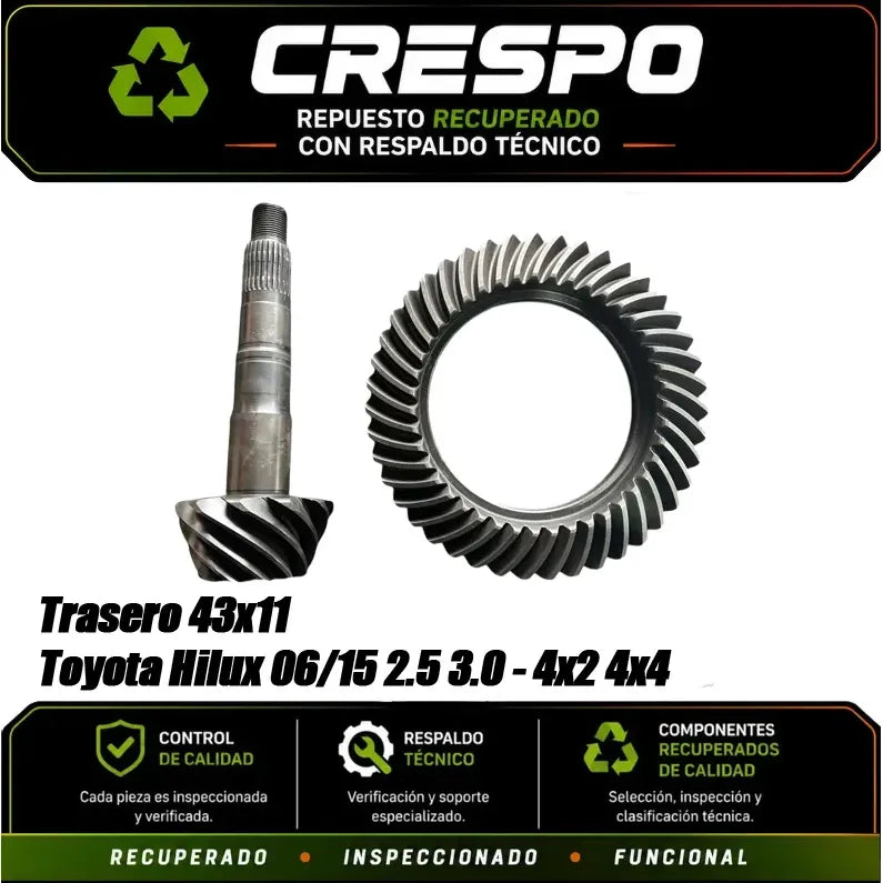 Corona Y Piñon Toyota Trasera Relacion 43x11 29e Crespo