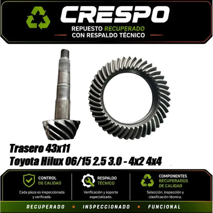Corona Y Piñon Toyota Trasera Relacion 43x11 29e Crespo