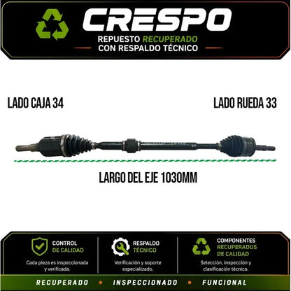 Eje Palier Delantero Derecho Chevrolet Cruze 10-2016 Crespo
