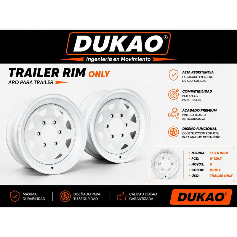 Par Llantas Para Carro De Arrastre  Aro15 6x139.7 Dukao