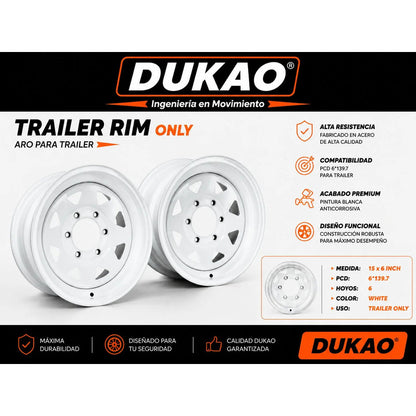 Par Llantas Para Carro De Arrastre  Aro15 6x139.7 Dukao