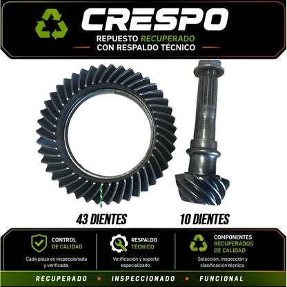 Corona Y Piñon 43x10 Trasera Chevrolet Dmax Crespo