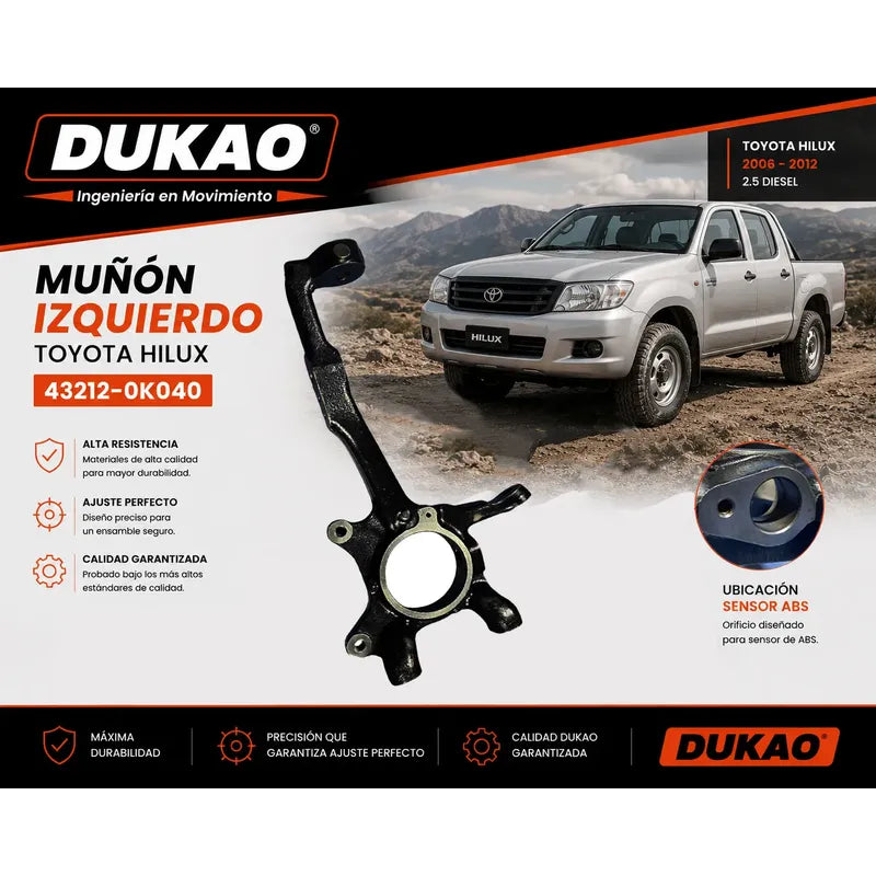 Muñon Delantero Izquierdo Toyota Hilux 2.5 2006-2015