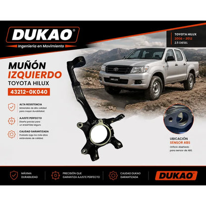 Muñon Delantero Izquierdo Toyota Hilux 2.5 2006-2015