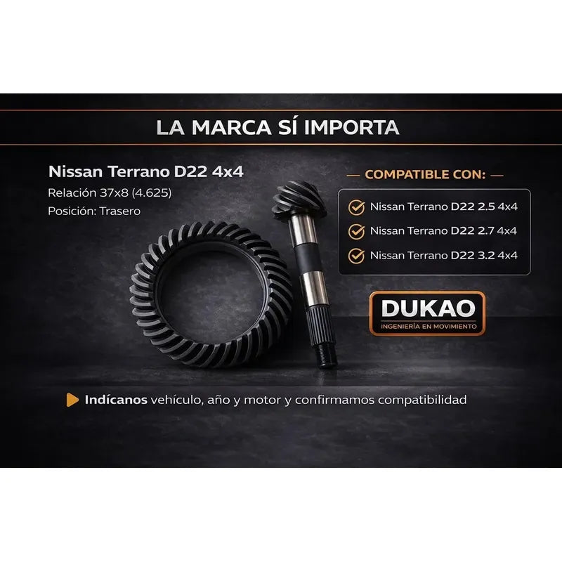 Piñon Y Corona Trasera Nissan Terrano D22 37x8 4.625 Dukao