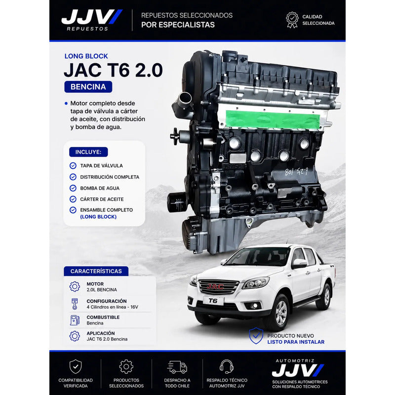 Motor Jac T6 2.0 Bencina 2016/2013 Jjv