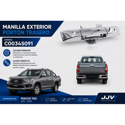 Manilla Portalon Maxus T60 Cromada 2016-2023 Gris Trasera
