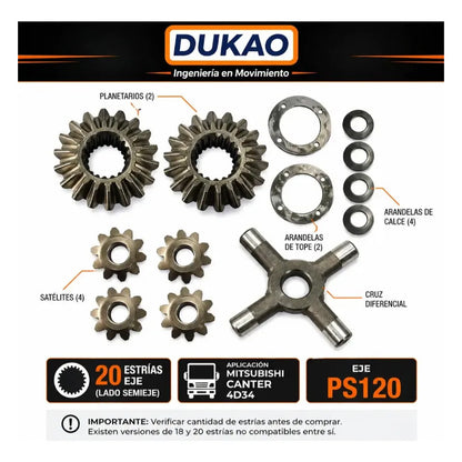 Diferencial Canter/migthy Eje 20 S Porta Corona Dukao