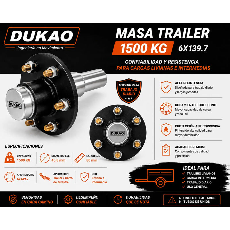Masa Para Carro De Arrastre Par 1500kg 6x139.7 Dukao Negro