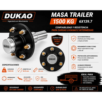 Masa Para Carro De Arrastre Par 1500kg 6x139.7 Dukao Negro