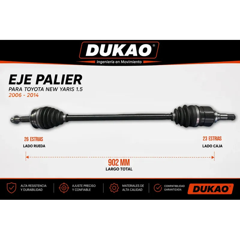 Eje Palier Derecho Toyota New Yaris 1.5 06-14 Dukao
